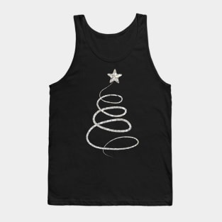 Minimalistic Silver Faux Glitter Star Christmas Tree Tank Top